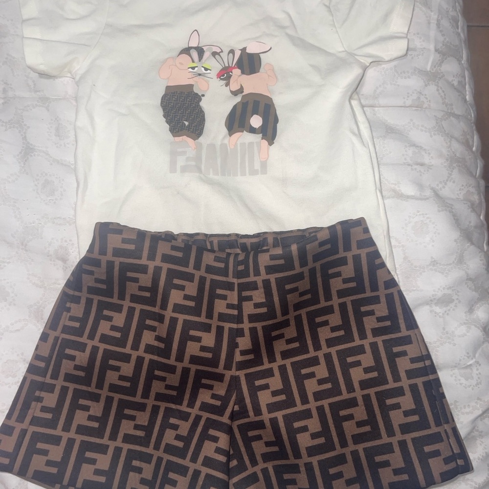 Fendi Kids Matching Set - Cream and Brown